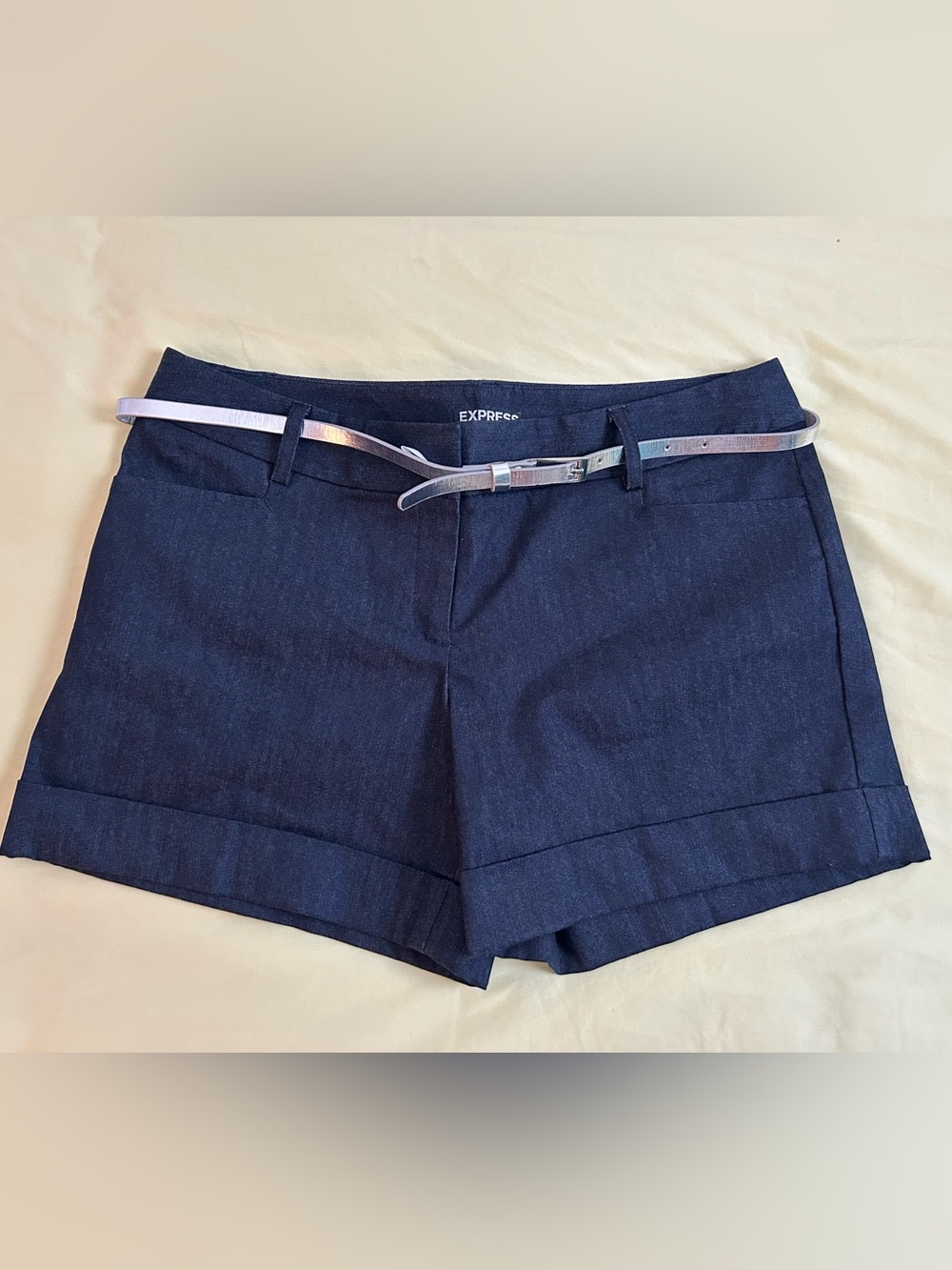 Express denim shorts with silver belt